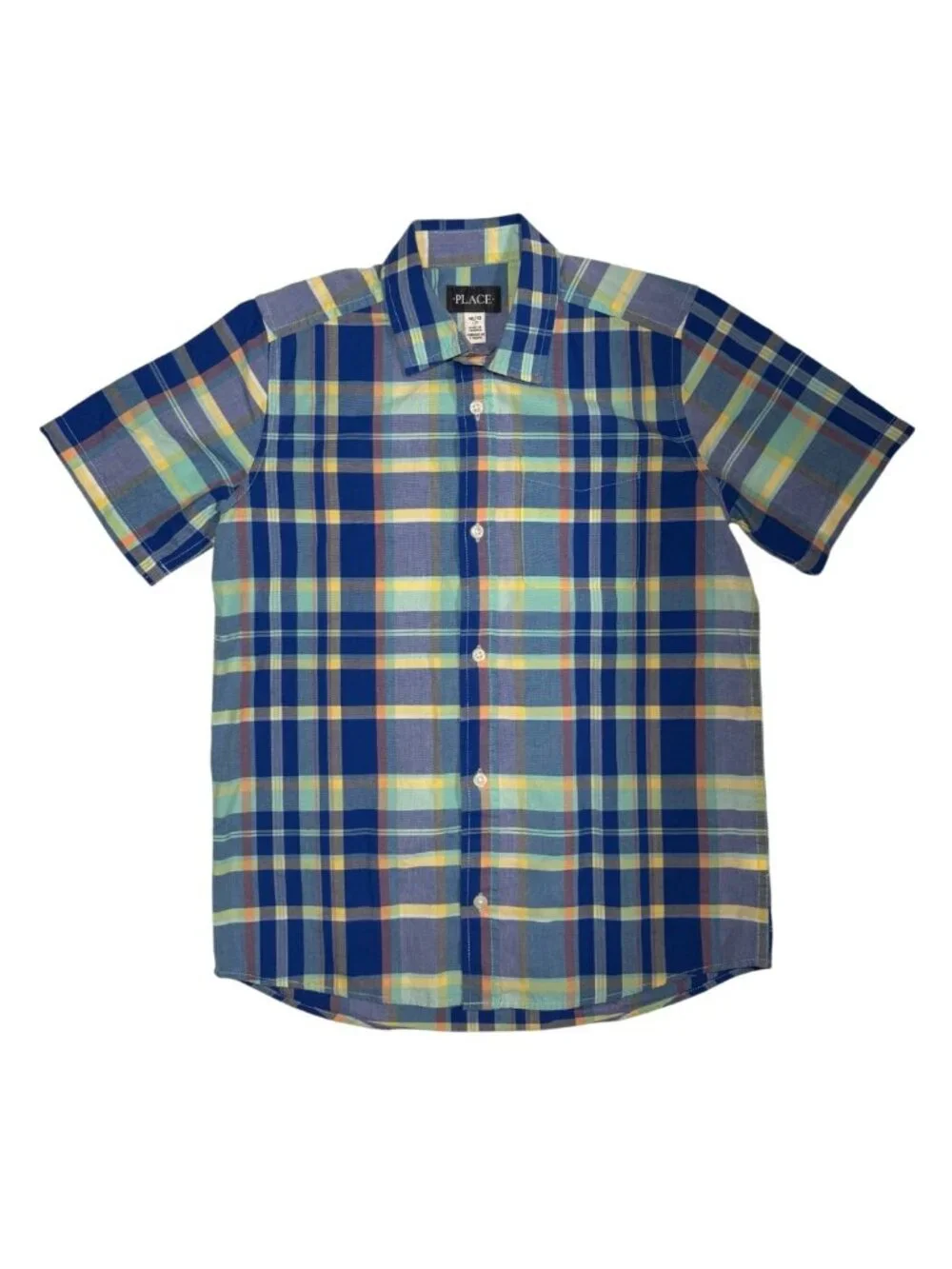 Three The Children's Place Boys Short Sleeve Button Up Dress Shirts Size L 10/12